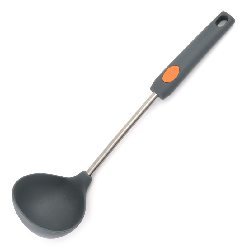 Kitchen Utensils High Quality Custom Silicone stainless steel Handle Food Serving Soup Ladle Spoon